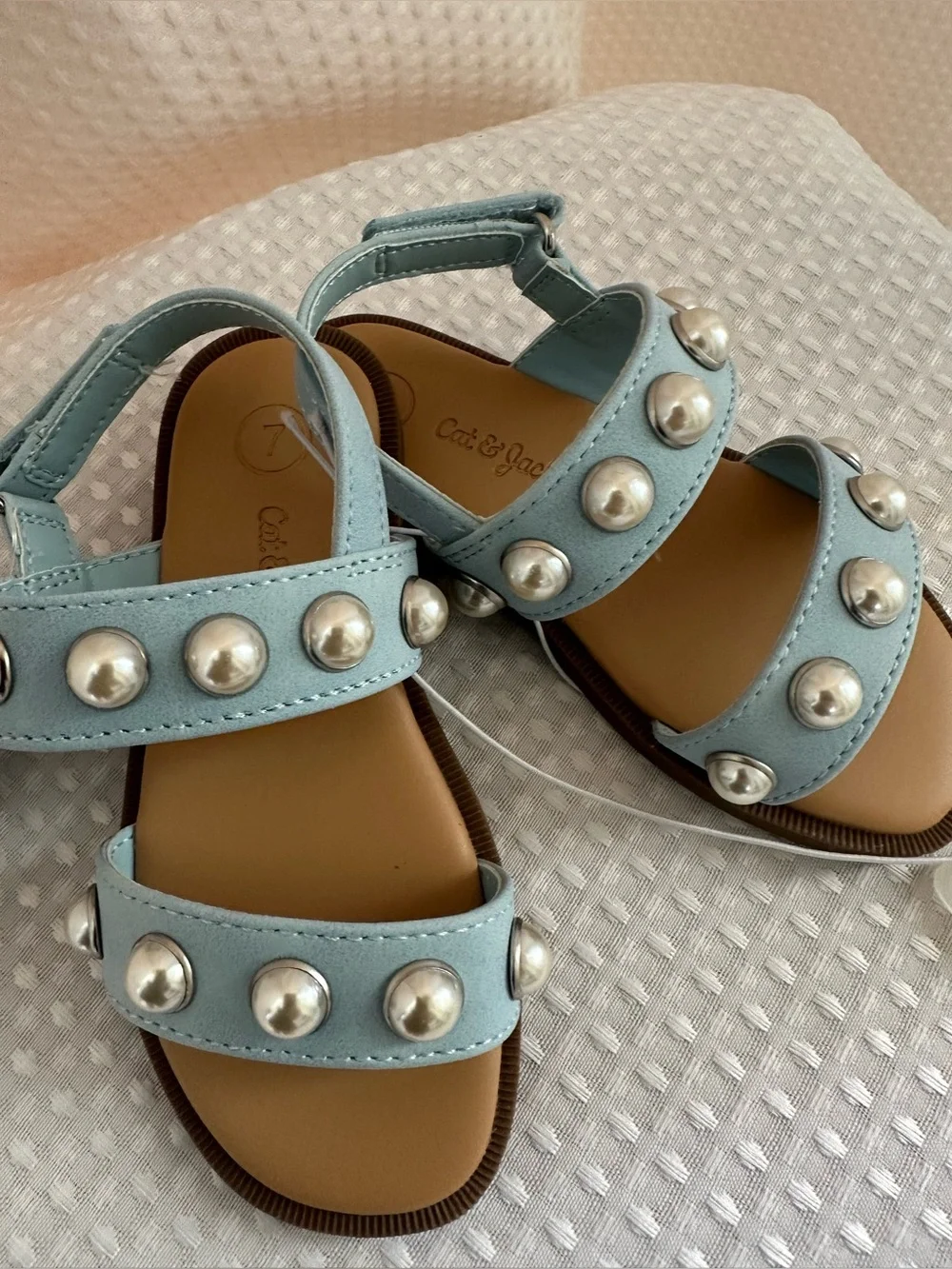 Cat & Jack Light Blue Pearl-Stud Sandals NEW Toddler Size 7